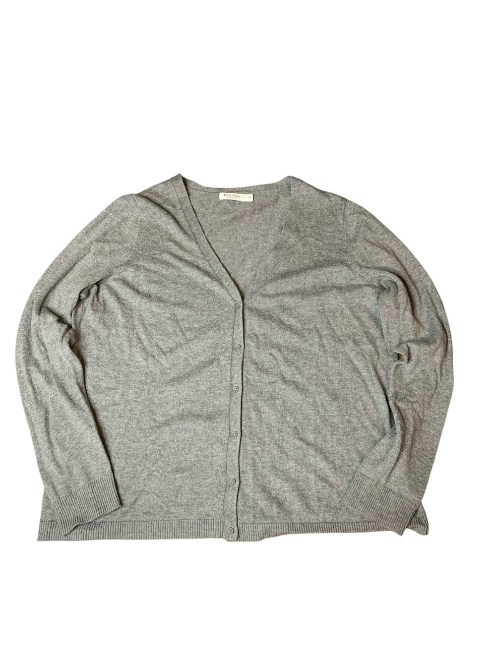 R Essentials Reitmans Grey V-Neck Button Up Cardigan Sweater Large L-G